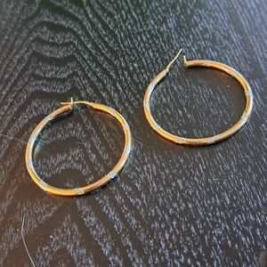 925.1/20.10k Gold Large Hoop Earrings with CZ